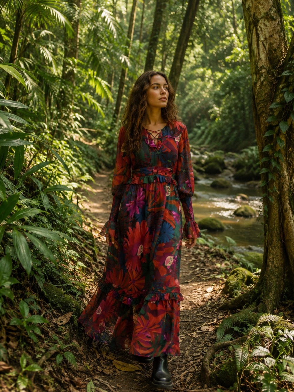 farm rio bird flowers maxi dress